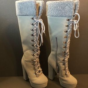 Grey knee high boots EEUC